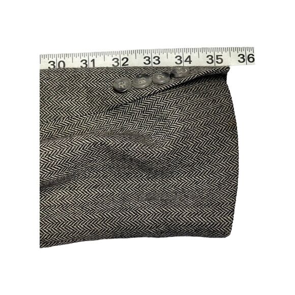 Stafford Sports Coat Men's 40R Gray 100% Wool Herringbone Notch Single Breasted - Picture 7 of 10